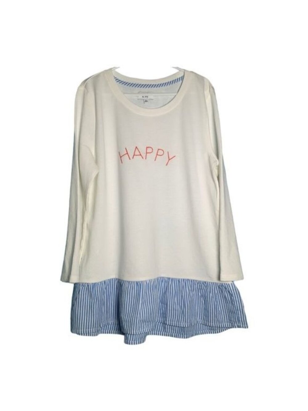 Crown & Ivy Girls XL 14 Tunic Top White Blue Layered Long Sleeve